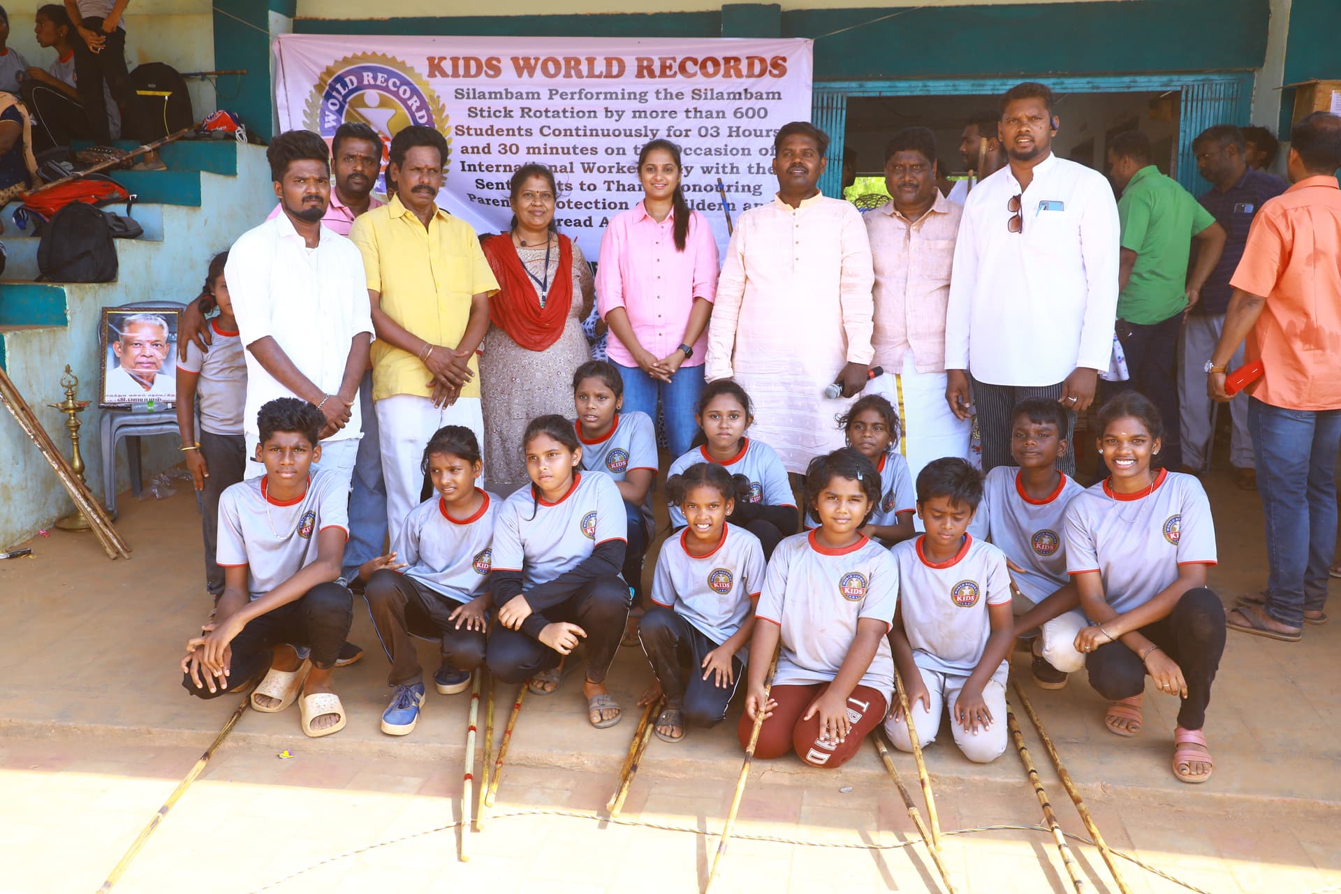Most Kids Doing Silambam Stick Rotation