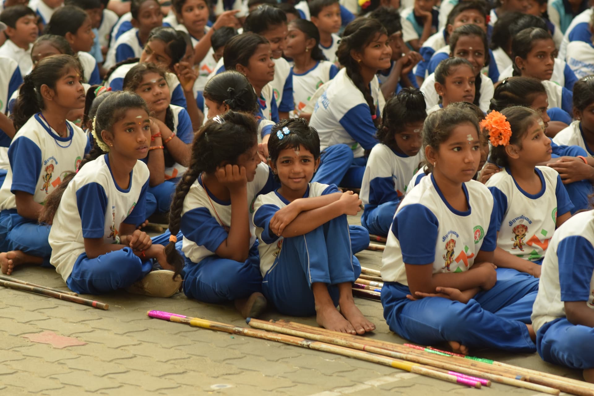 Most Kids Doing Silambam Stick Rotation