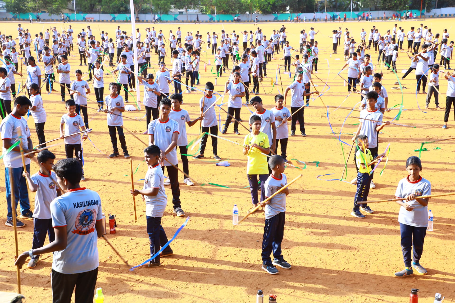 Most Kids Doing Silambam Stick Rotation