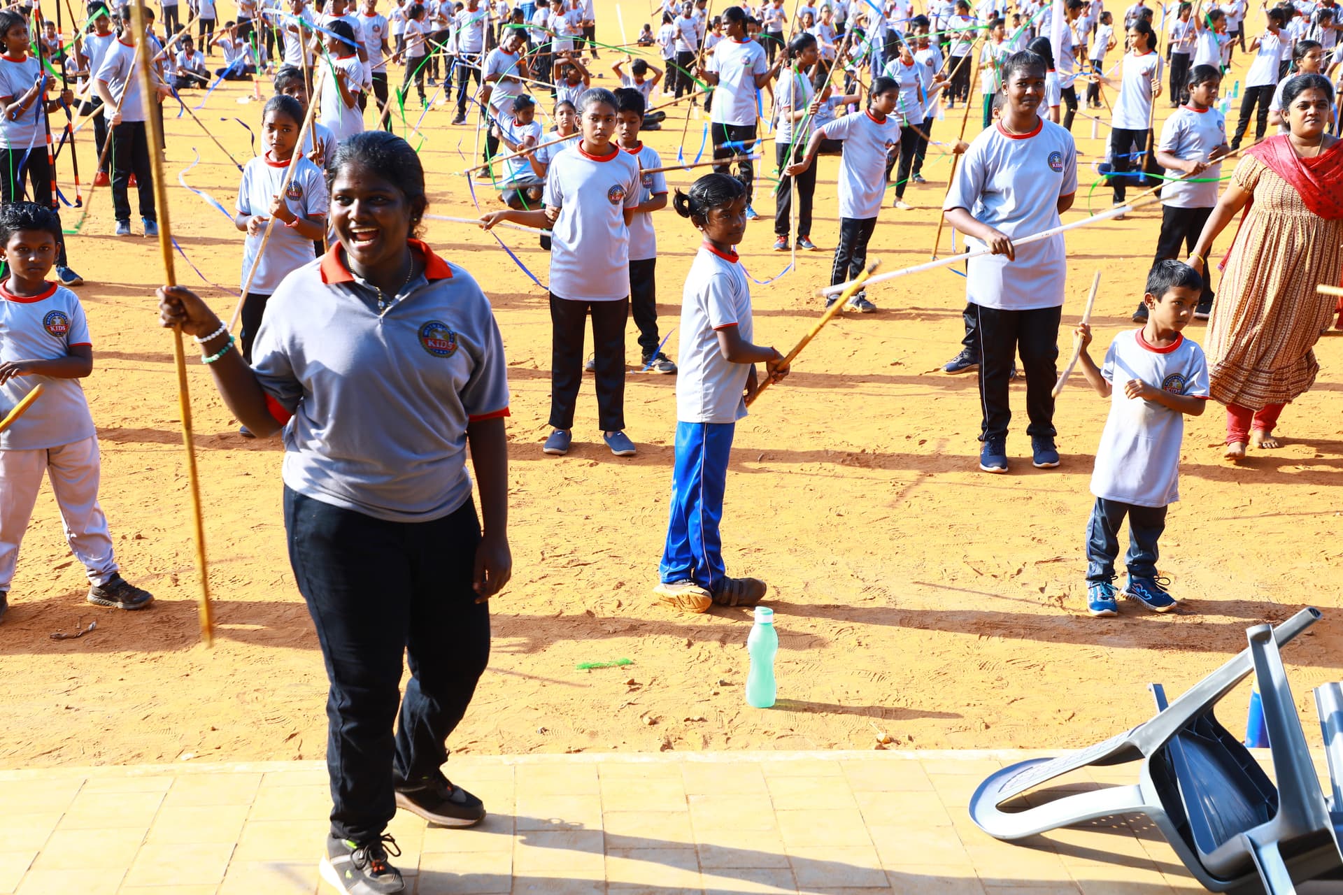 Most Kids Doing Silambam Stick Rotation