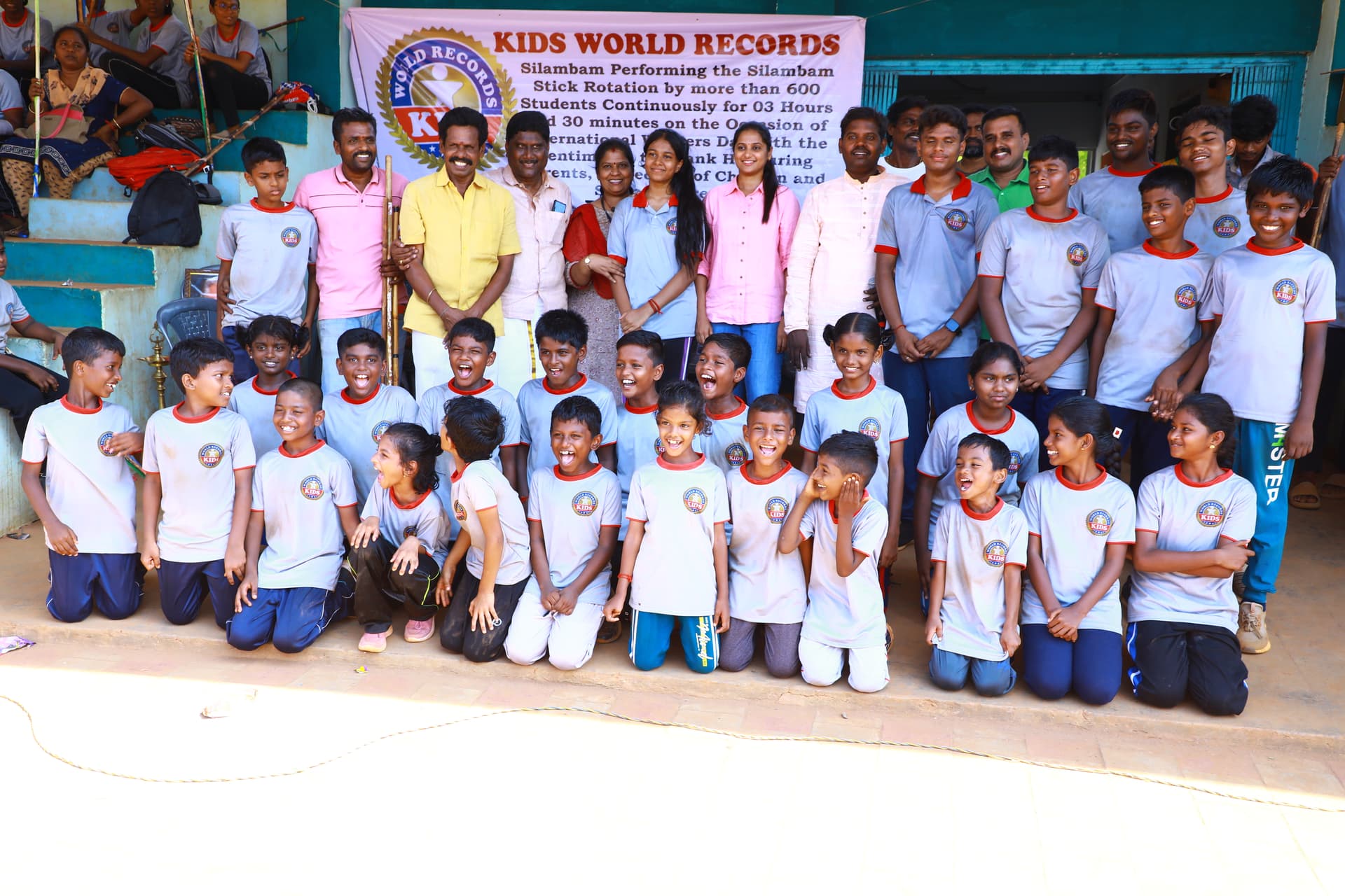 Most Kids Doing Silambam Stick Rotation