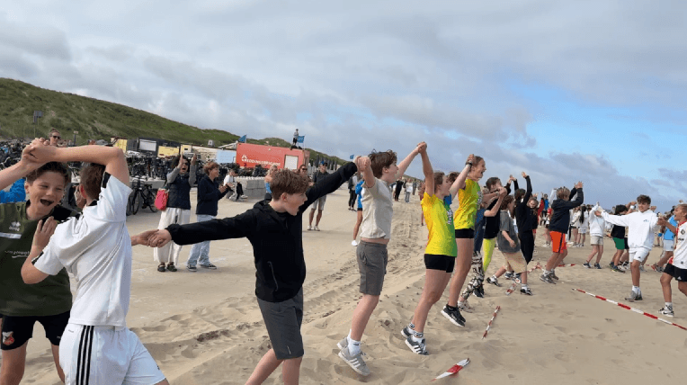 Most Kids Doing a Hula Hoop Relay