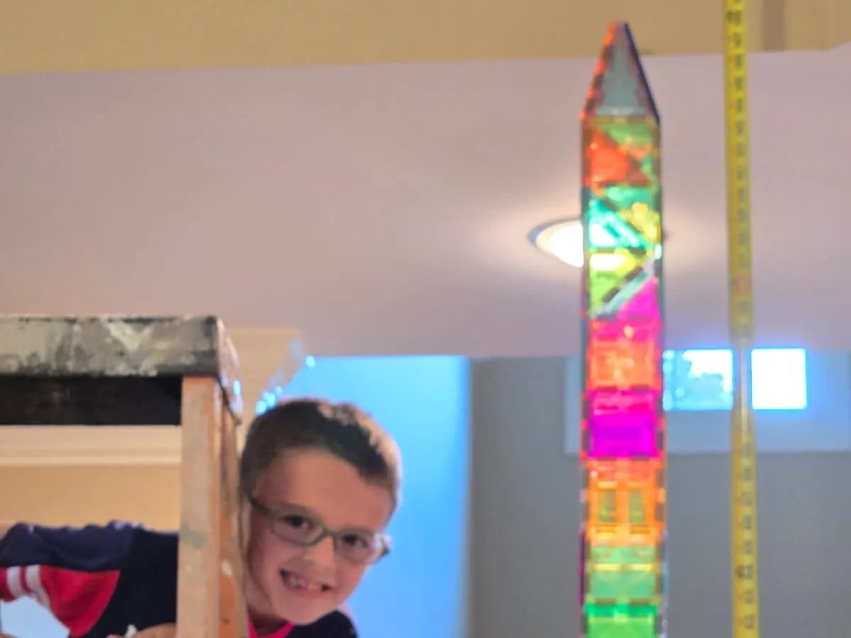 Tallest Tower built from Magnetic Tiles