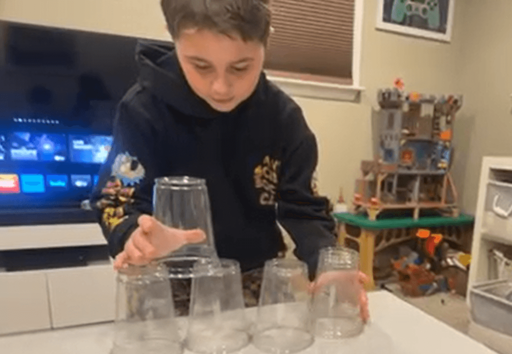 Fastest Stacking of a 3 Cup Base Pyramid